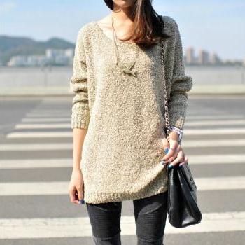 Loose All-match Bat Sleeve Pullover Sweater